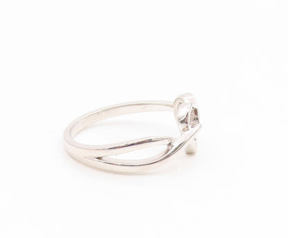 925 Sterling Silver Vintage Ring Round CZ Elegant Love Heart Band  Sz 7  RG35229