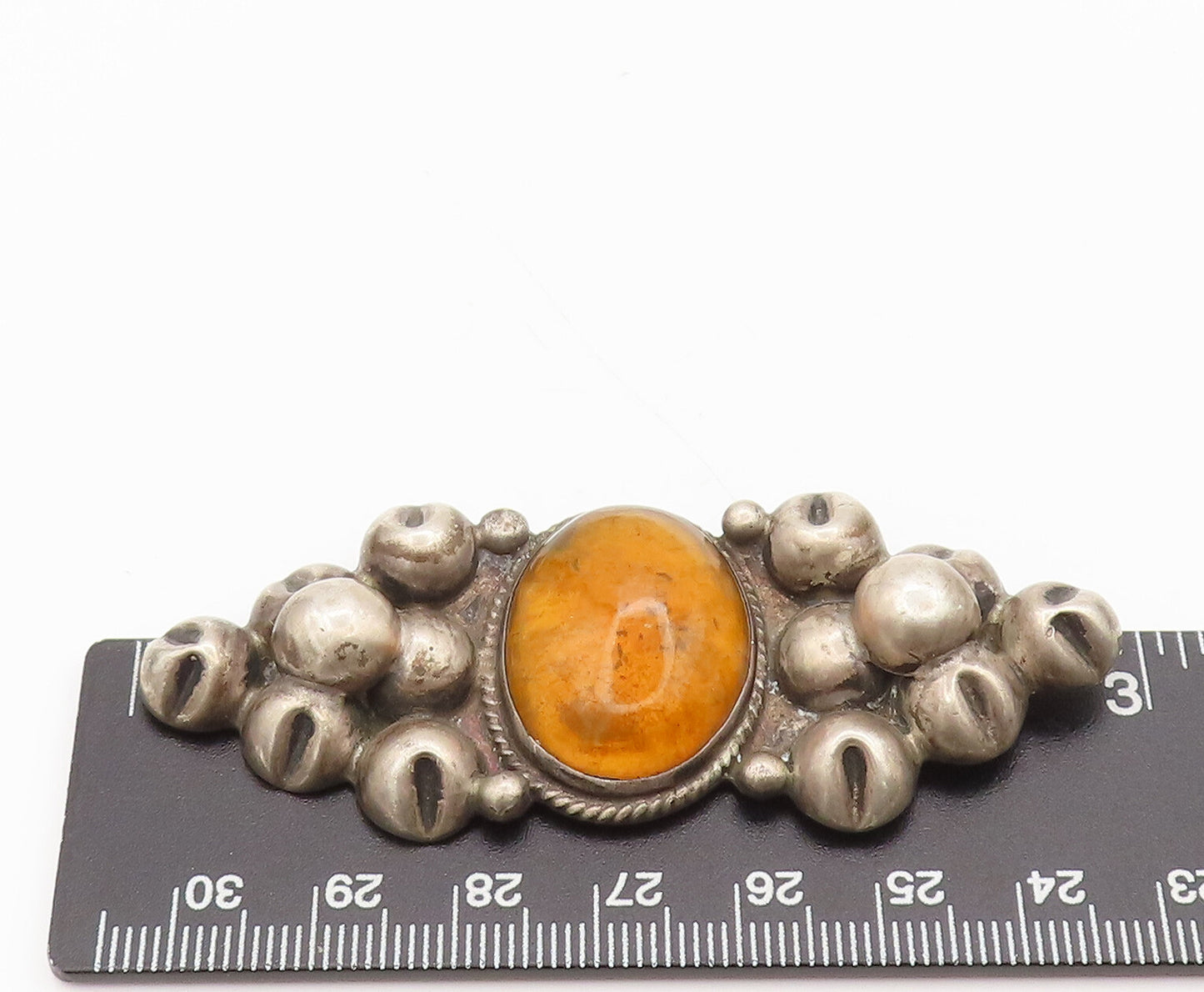 TAXCO 925 Sterling Silver  Vintage Antique Citrine Beaded Brooch Pin  BP10393