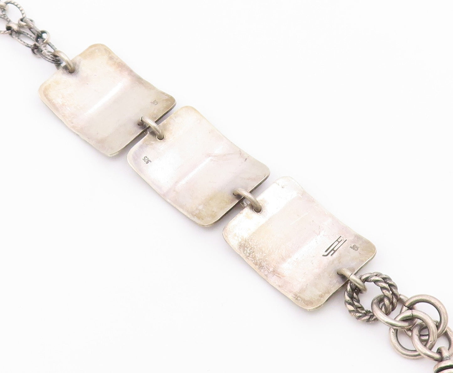 DESIGNER 925 Sterling Silver  Vintage Etched Writing Chain Bracelet  BT8656