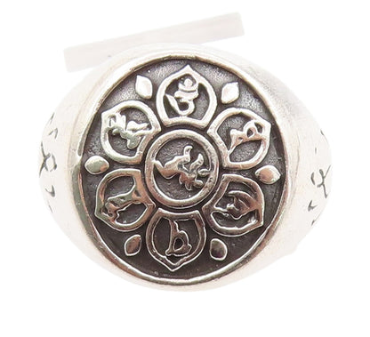 925 Sterling Silver Vintage Ring Religious Mantra Tibetan Buddhist Sz 10 RG32861