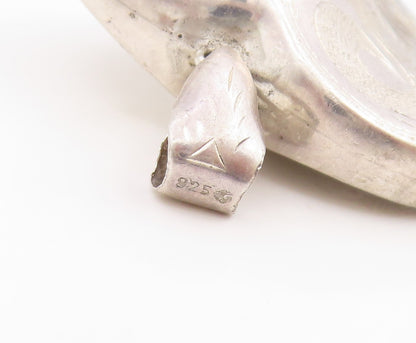 925 Sterling Silver Vintage Pendant Classic Floral Engraved Love Heart  PT26146