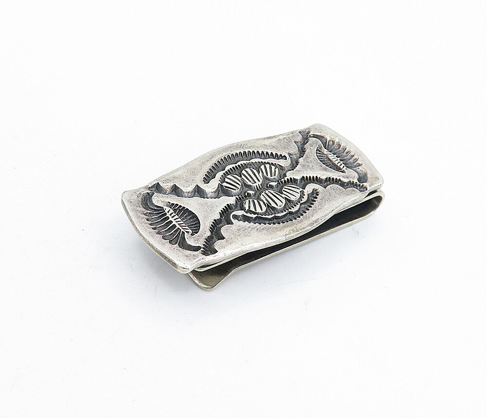 J. LANTE ZUNI 925 Sterling Silver  Vintage Oxidized Pattern Money Clip  TR1185