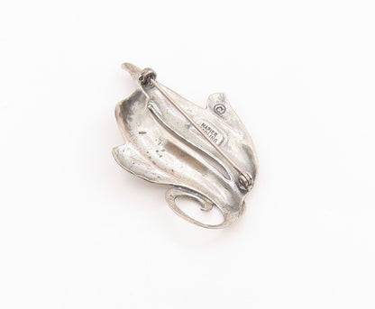 925 Sterling Silver Vintage Brooch Pin NAPIER Minimalist Etched Leaf  BP12335