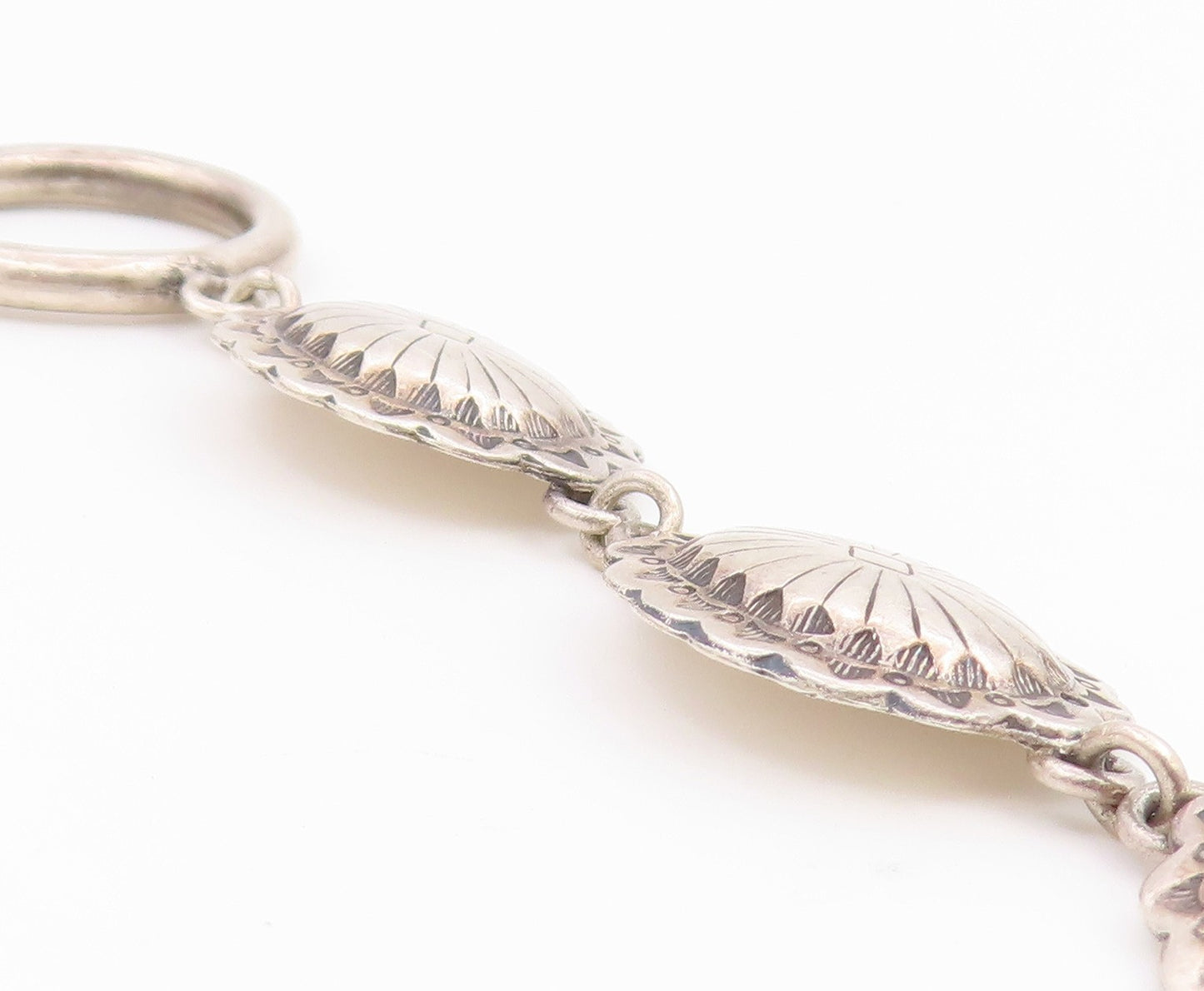 925 Sterling Silver Vintage Bracelet SOUTHWESTERN Floral Concho Link  BT12201