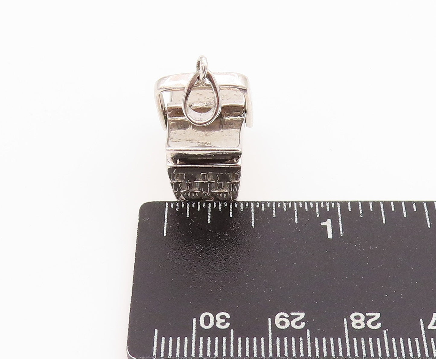 925 Sterling Silver Vintage Pendant Designer 3D Carved Picnic Box  PT24285
