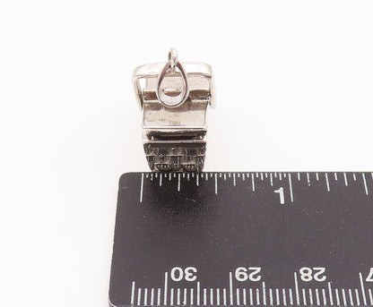925 Sterling Silver Vintage Pendant Designer 3D Carved Picnic Box  PT24285