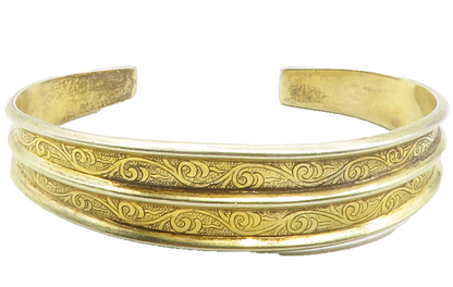 MMA 925 Sterling Silver Vintage Gold Plated Swirl Patterned Cuff Bracelet BT4857