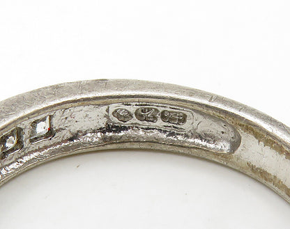 925 Sterling Silver  Vintage Cubic Zirconia Large Band Ring Sz 10.5  RG16176