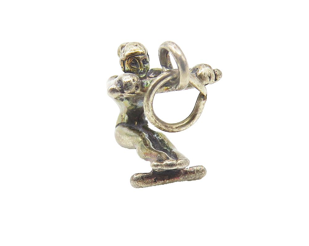 925 Sterling Silver  Vintage Petite Dark Tone Gymnast Sports Pendant  PT9063
