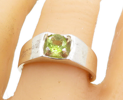 925 Sterling Silver  Prong Set Peridot Shiny Solitaire Ring Sz 10  RG5665