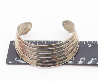 925 Sterling Silver Vintage Bracelet Cutout Split Band Solid Cuff  BT10277