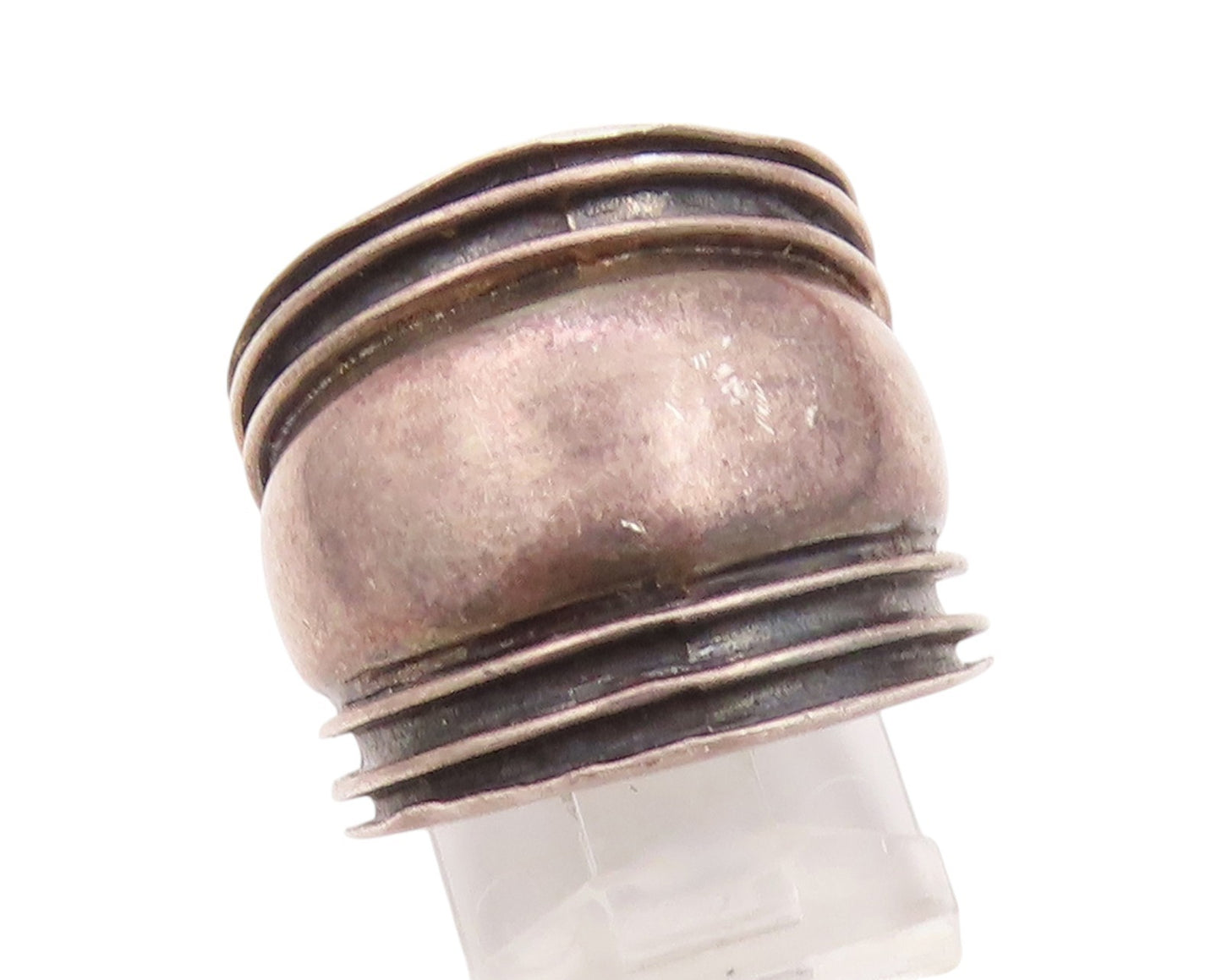 925 Sterling Silver Vintage Ring Dark Tone minimalist Carved  Sz 7 RG32355