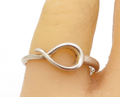 925 Sterling Silver  Vintage Shiny Loop Swirl Design Band Ring Sz 9  RG7459