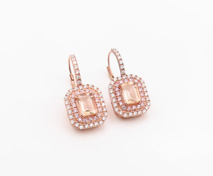 925 Sterling Silver Vintage Earrings Gold Plated CZ Halo Geometric Drop  EG14388