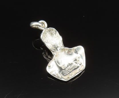 925 Silver  Vintage Carved Polished John F Kennedy Head Pendant  PT20910