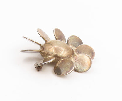 925 Sterling Silver Vintage Brooch DEROSA Modernist Abstract Floral Pin  BP12004