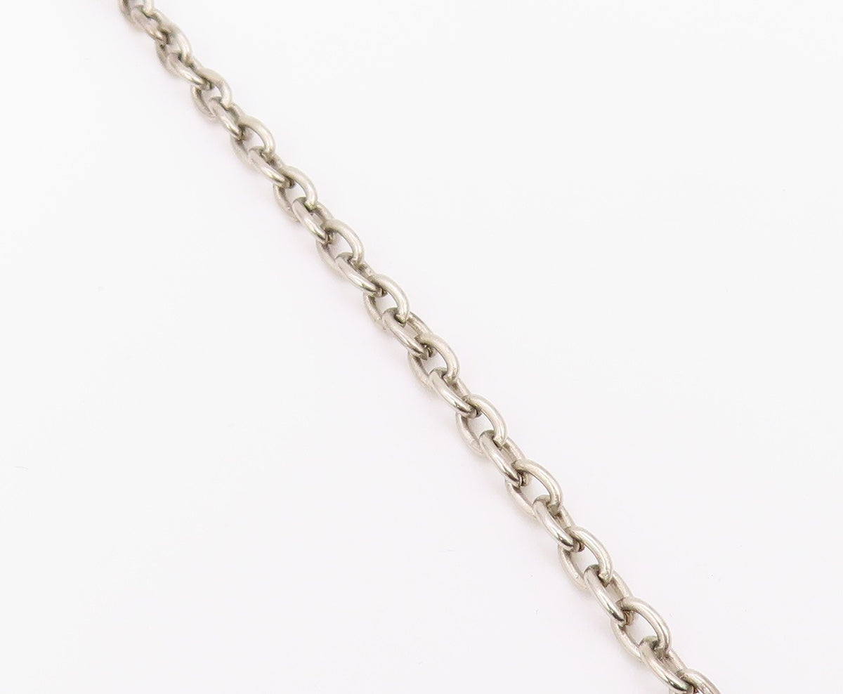 925 Sterling Silver  Vintage Dark Tone Floral Motif Chain Necklace  NE3566