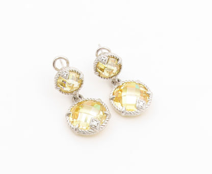 925 Sterling Silver Vintage Earrings JUDITH RIPKA Faceted Citrine Drop  EG14497