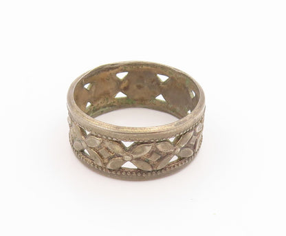925 Sterling Silver Vintage Ring Classic Openwork Floral Band  Sz 7  RG35586