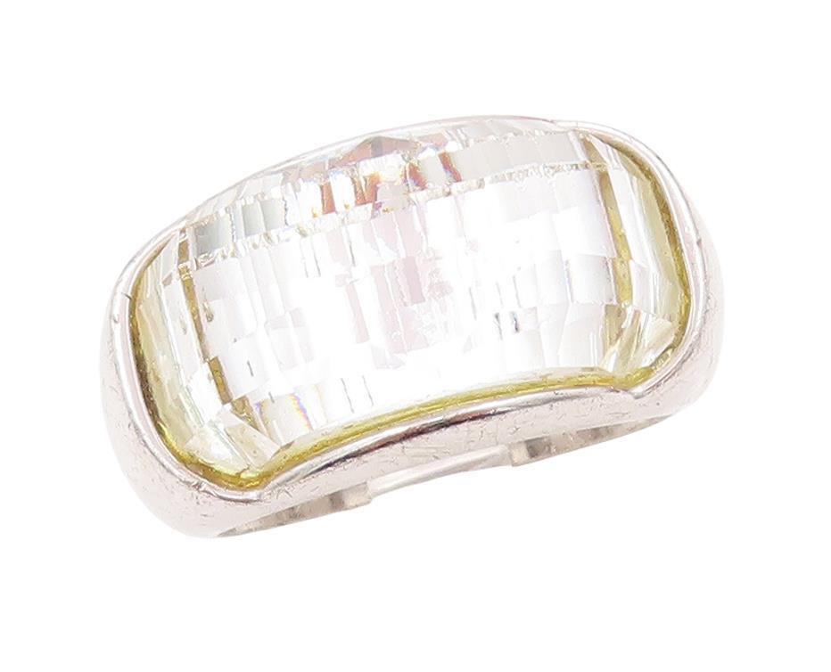 925 Sterling Silver Vintage Ring Solid Domed Glass Effect Gemstone Sz 9  RG28473