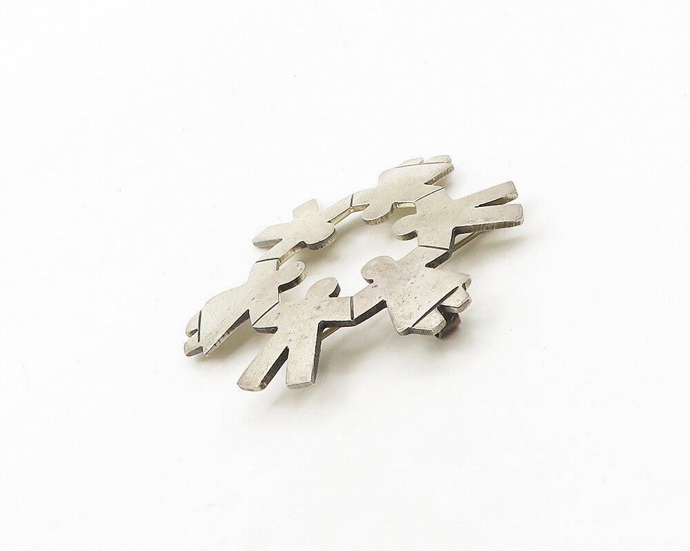 925 Sterling Silver  Vintage Shiny Holding Hands Unity Brooch Pin  BP7542