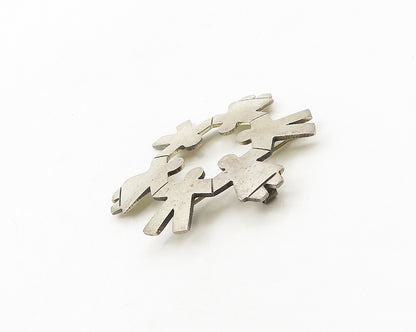 925 Sterling Silver  Vintage Shiny Holding Hands Unity Brooch Pin  BP7542