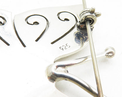 925 Sterling Silver  Vintage Shiny Swirl Butterfly Motif Brooch Pin  BP3679