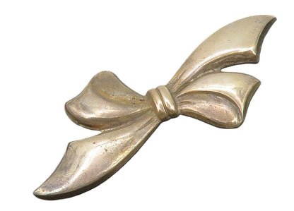 925 Sterling Silver  Vintage Bow Tied Ribbon Smooth Brooch Pin  BP4574