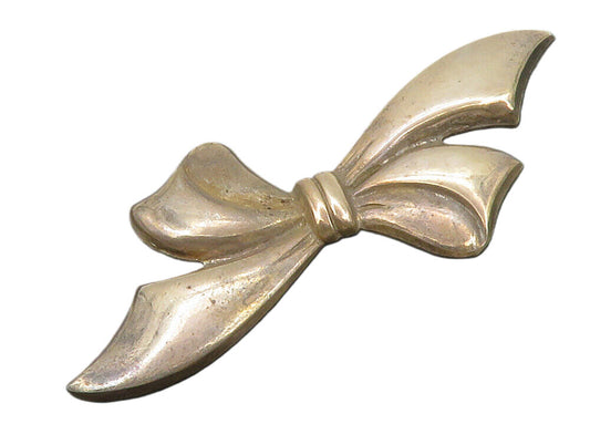 925 Sterling Silver  Vintage Bow Tied Ribbon Smooth Brooch Pin  BP4574