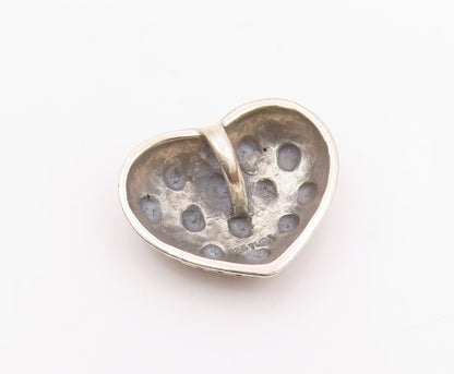 925 Sterling Silver  Vintage Square Cobbled Detail Love Heart Pendant  PT21223