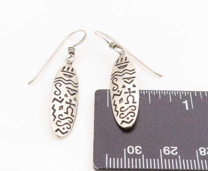 925 Sterling Silver Vintage Earrings WOODS Trible Design Etched  EG13517