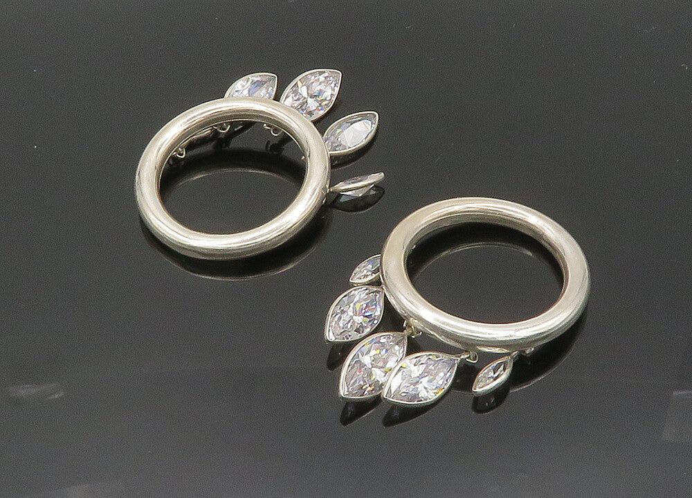 925 Silver  Vintage Marquise Cubic Zirconia Round Dangle Earrings  EG10018