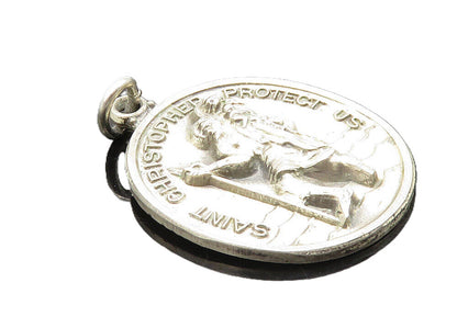 HAYWARD 925 Sterling Silver  Vintage Saint Christopher Prayer Pendant  PT7777