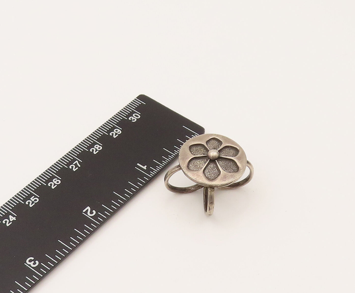 DESIGNER 925 Silver  Vintage Carved Six Petal Flower Drop Pendant  PT21998