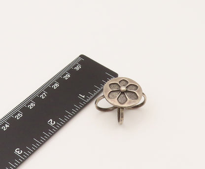DESIGNER 925 Silver  Vintage Carved Six Petal Flower Drop Pendant  PT21998