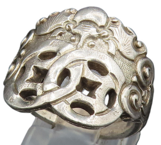 EUROPEAN 925 Silver Vintage Interlocking Circle Spiral Wrap Ring Sz 8 RG24954