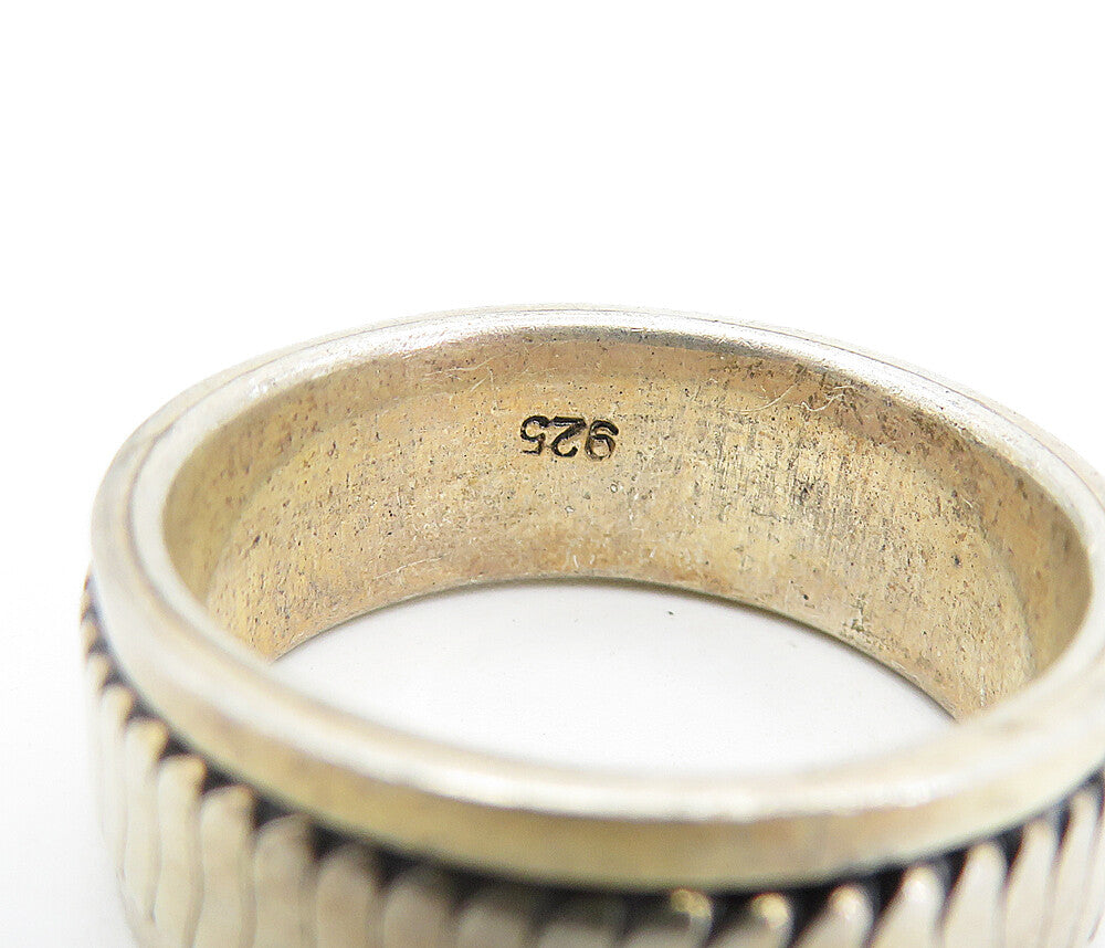 925 Sterling Silver Vintage Shiny Fluted Band Spinner Ring Sz 9.5 RG6360