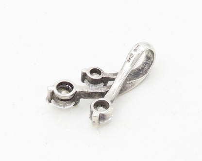 925 Sterling Silver  Vintage Cubic Zirconia Floral Motif Pendant  PT14938