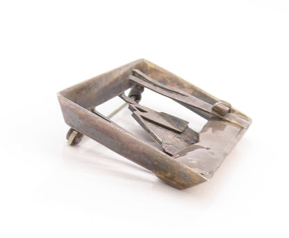 925 Sterling Silver Vintage Brooch Dark Tone House In Woods Cutout  BP11524