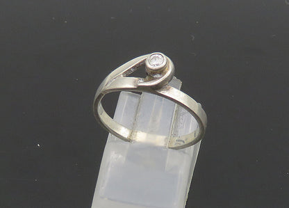 POLAND 925 Silver  Vintage Shiny Cubic Zirconia Loop Band Ring Sz 7.5  RG21018