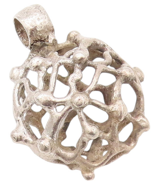 925 Sterling Silver Vintage Pendant NORWAY Brutalist Cutout Sphere  PT23990
