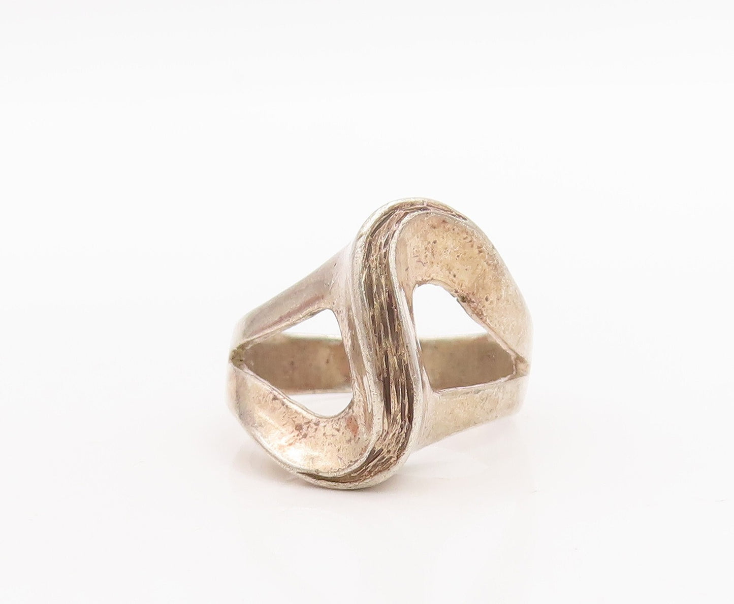 925 Sterling Silver Vintage Ring Cutout Shank Swirled Design  Sz 7  RG29003