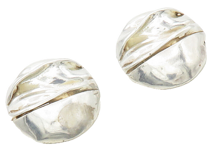 925 Sterling Silver  Vintage Modernist Sculpted Round Drop Earrings  EG8608
