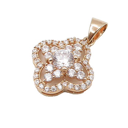 925 Sterling Silver  Vintage Cubic Zirconia Flower Motif Pendant  PT17253