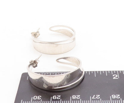 925 Sterling Silver Vintage Earrings Modernist Cutout Open Hoops  EG13307