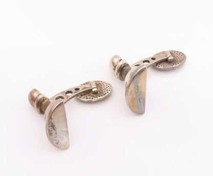 925 Sterling Silver  Vintage Carved Chess Piece & Love Heart Cuff Links TR3400
