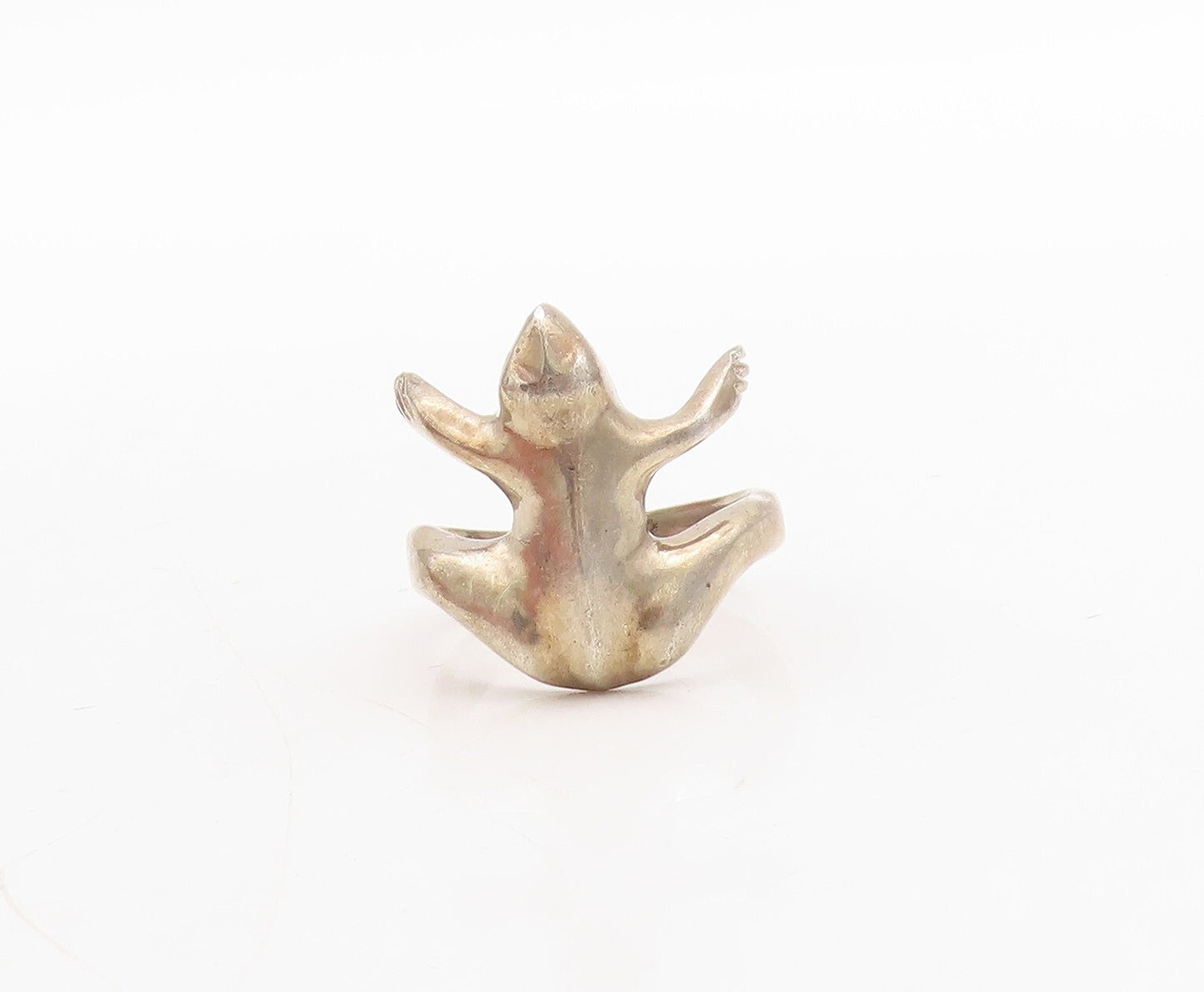 925 Sterling Silver Vintage Ring Cutout Jumping Frog  Sz 7  RG31687