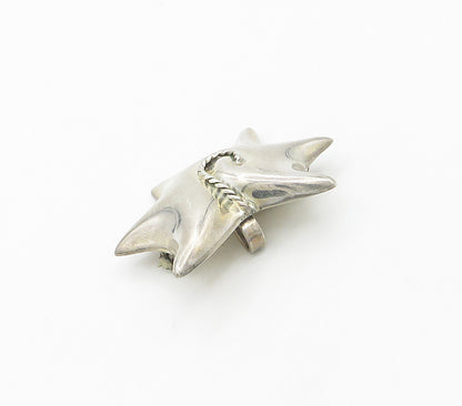 MEXICO 925 Sterling Silver  Vintage Rope Twist Modernist Brooch Pin  BP6238