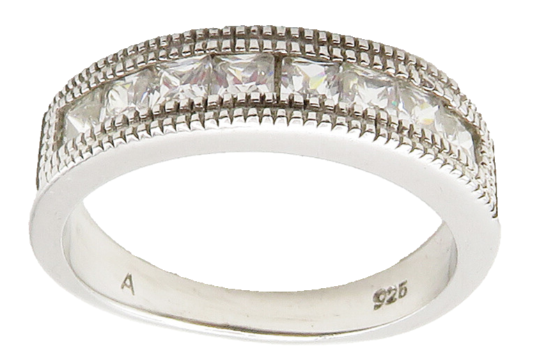 925 Sterling Silver  Sparkling Cubic Zirconia Smooth Band Ring Sz 7.5  RG15390
