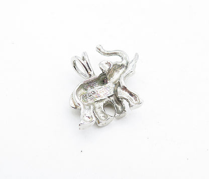 925 Sterling Silver  Vintage Petite Shiny Etched Elephant Pendant  PT3629